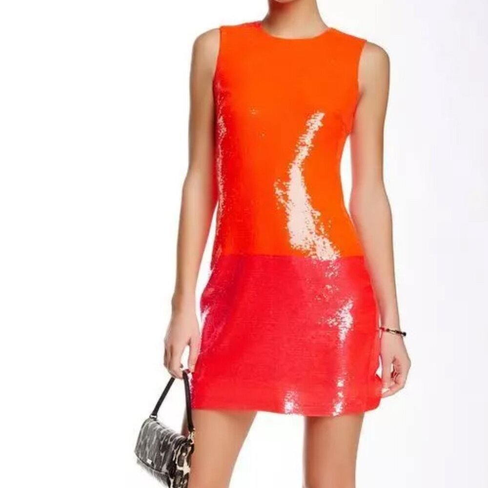 Kate Spade Red Pink Geranium Sequin Dress Take Walk on Wild Side Sz 4 $600 NWT